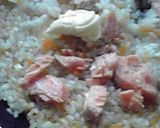 今朝の鮭の塩焼きでピラフ作り方5写真