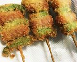 甘長ししとうとウインナーの串揚げ♫作り方4写真