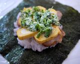 唐揚げと卵＆ブロッコリーの梅おにぎらず作り方3写真