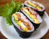 唐揚げと卵＆ブロッコリーの梅おにぎらず作り方5写真