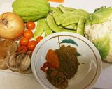 カリフラーワと季節の野菜サブジ♪作り方1写真
