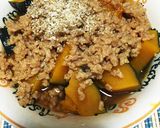 かぼちゃの大豆ミートピリ辛あんかけ♫作り方6写真