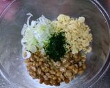 朝ごはんにちょい足し納豆☆揚げ玉&青のり作り方1写真