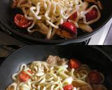 豚肉と塩トマトの焼うどん ニンニク風味作り方6写真