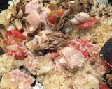 キノコと鶏肉のパエリア作り方4写真