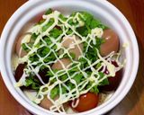 ハマる美味しさ☆鶉の燻玉ココットカマン☆作り方3写真