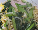 ダイエット用小松菜と卵のコンニャク麺炒め作り方10写真