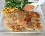 玉葱のコーンチーズ焼き。マヨ&チリソース作り方5写真