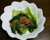 大豆のお肉でチンゲン菜オイスター炒め作り方5写真