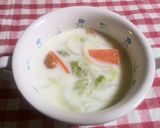 朝食に前日に作る白菜入温かﾐﾙｸｽｰﾌﾟ作り方6写真