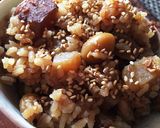 サツマイモと豚肉の味噌炊込みご飯！銀杏入作り方5写真