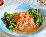 シャンタン餡をかけたマロニー♪作り方4写真