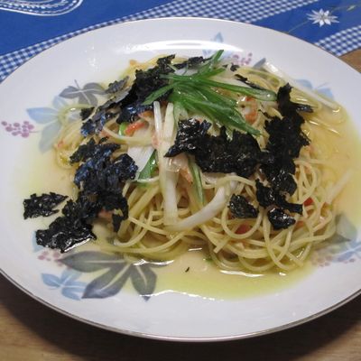 桜えびと長ネギの和風パスタ 醤油風味 by パラチンケン 【クックパッド