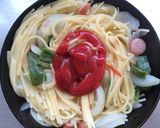 鍋で、ワンポットパスタ（ナポリタン）作り方6写真