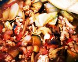 鶏ひき肉と残り野菜のトマトパスタ作り方5写真