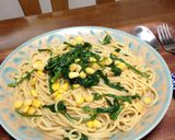 菊菜とコーンのバター醤油パスタ作り方3写真