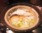 土鍋で秋のご飯 シャケと銀杏とセリ作り方2写真