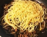 挽肉とネギの甘辛パスタ作り方4写真
