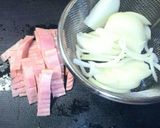 ♥カルボナーラ風うどん✳味噌がみそ✌作り方1写真