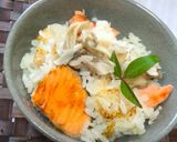 燻製しおで！焼鮭と舞茸の炊き込みごはん！作り方6写真