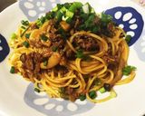挽肉とネギの甘辛パスタ作り方6写真