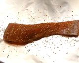 スキレットで秋鮭ホイル焼き。ゴマ味噌味作り方1写真