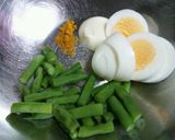インゲンと玉子のサラダ＊カレー風味＊作り方1写真