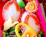 赤い鼻緒のおにぎり☆和小物モチーフ弁当作り方4写真