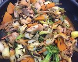 ひじき煮リメイク。鳥肉と野菜の炒め物作り方5写真