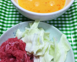 牛肉と卵とキャベツの焼肉のたれ炒め作り方1写真
