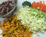 犬ごはん☆野菜とキノコの具だくさんスープ作り方1写真