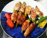 野菜の肉巻き(オクラ、アスパラ、トマト)作り方1写真