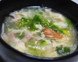 ◆モリモリ！レタス&ベーコンのかきたま汁作り方5写真