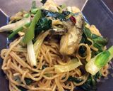 牡蠣のほうれん草とねぎの焼きそば♪作り方7写真
