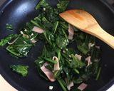 ほうれん草とベーコンの温卵クリームパスタ作り方5写真