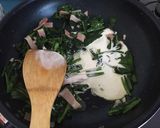 ほうれん草とベーコンの温卵クリームパスタ作り方6写真