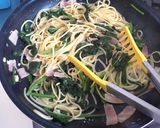 ほうれん草とベーコンの温卵クリームパスタ作り方8写真