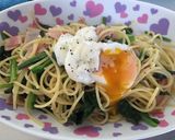 ほうれん草とベーコンの温卵クリームパスタ作り方9写真