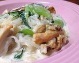 帆立と青梗菜のヘルシー中華クリームパスタ作り方7写真