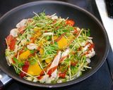 カボチャと豆苗のトマトポークソテー作り方1写真