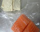 サーモンと塩麹漬け豆腐、春菊ソースで作り方1写真