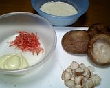 椎茸の小えびマヨ詰めパン粉焼き！作り方1写真