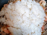簡単ランチ！エビ卵ひき肉レタスチャーハン