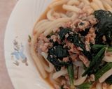 簡単★法蓮草と挽肉の焼きうどん作り方5写真