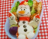 クリスマスに オラフ サンタ キャラ弁作り方5写真
