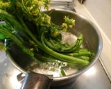 菜の花のオリーブ油酢味噌和え作り方1写真