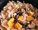 安納芋と舞茸ごぼうの塩麹炊き込みごはん作り方4写真