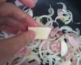 ベーコンと玉ねぎで　わさび菜の和風パスタ作り方6写真