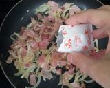 ベーコンと玉ねぎで　わさび菜の和風パスタ作り方7写真