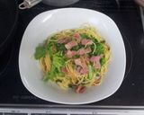 ベーコンと玉ねぎで　わさび菜の和風パスタ作り方11写真